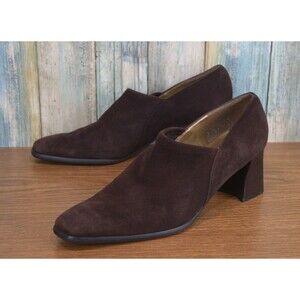 Stuart Weitzman Brown Suede Square Toe Block Heel Pumps Women’s 8 N Narrow Spain